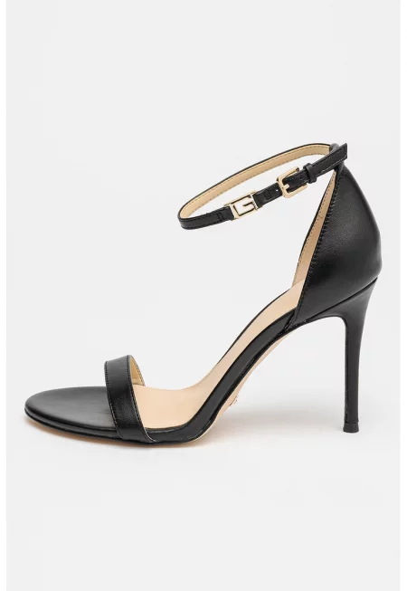 Кожени сандали Kabail с каишка на глезена - Черен