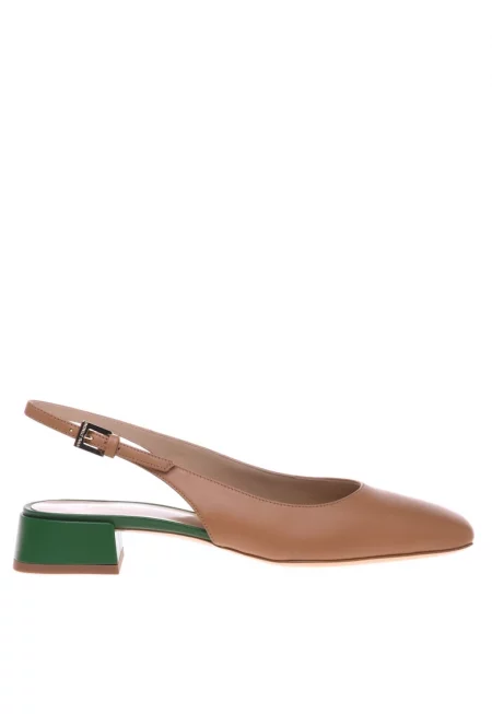 Кожени сандали с ток и квадратен връх