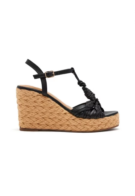 Кожени скосени сандали Castine - Черен