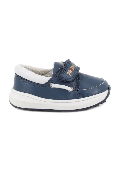 Кожени спортни обувки с велкро - Тъмносин