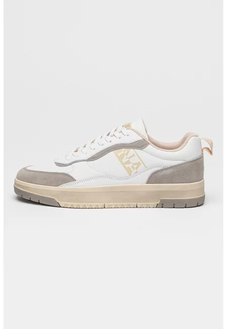 Кожени спортни обувки с велур - Бял/Светло сив