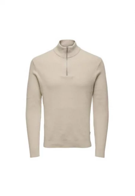 Мъжки пуловер -  302890477 - Памук/Найлон - Бежов - Бежов