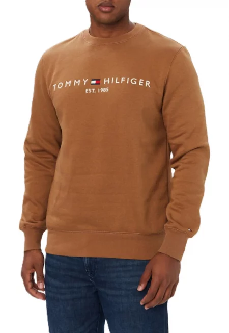 Мъжки суитшърт -  Tommy Logo Sweatshirt - Памук - Кафяв - Кафяв