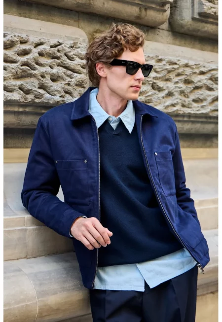 Мъжко яке  тъмносиньо памук regular fit