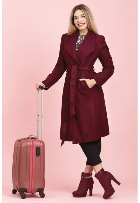 Палто със скосени джобове - Тъмновиолетов