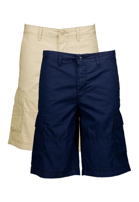 Памучни шорти карго - 2 чифта - Бежов/Тъмносин