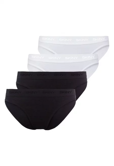 Памучни слипове - 4 чифта - Бял/Черен