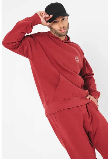 Памучно хуси с джоб кенгуру - Кафяв