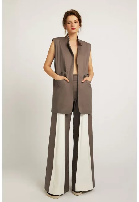 Панталон Butterfly в два цвята - Бял/Сиво-кафяв