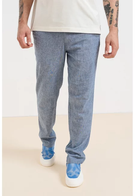 Панталон с лен със скосени джобове
