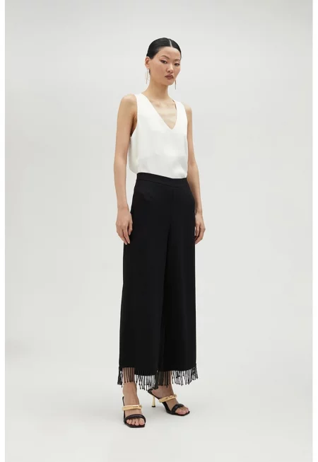 Панталон с пискюли - Черен