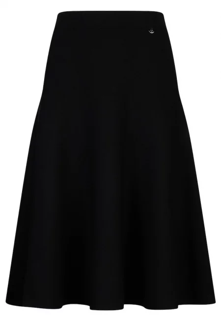 Плетена разкроена миди пола - Черен