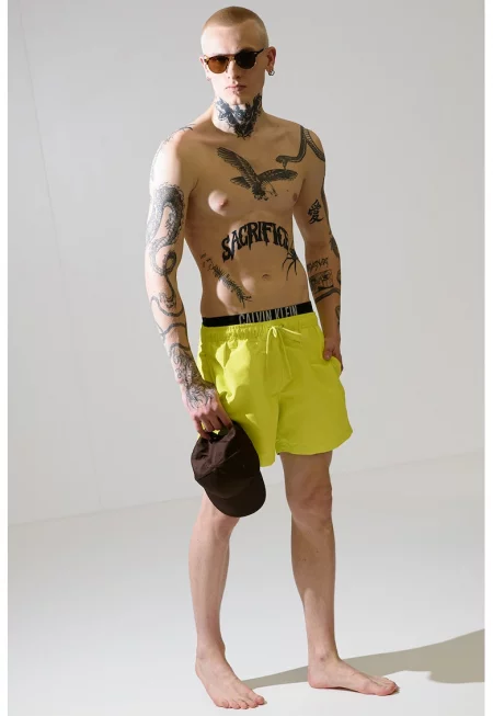 Плувни шорти с връзка и лого - Лайм зелено