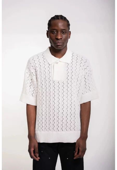 Поло риза -  Трикотажна - Прозрачна - Бял