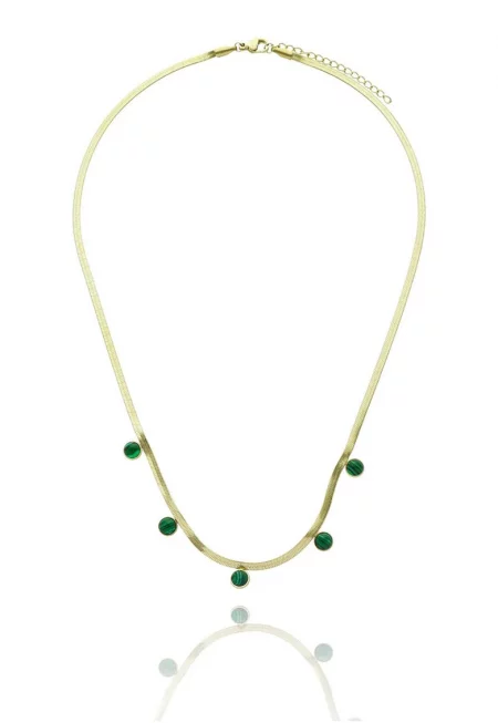 Позлатено колие със зелени камъни FN99905