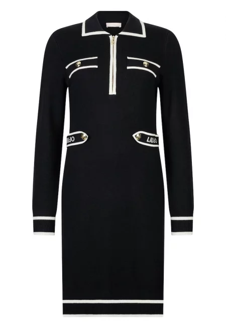 Права рокля с копчета тип бижу - Черен