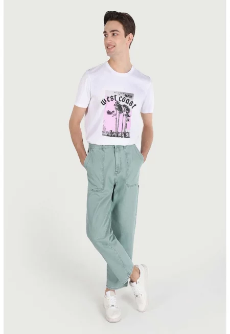 Прави дънки с джобове - Бледозелен