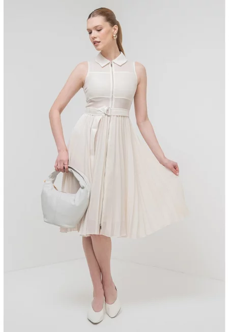 Разкроена миди рокля Cereale - Слонова кост