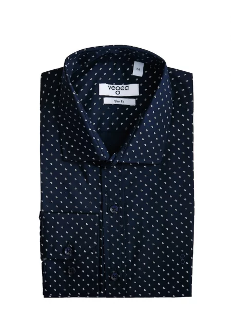 Риза по тялото с принт - Тъмносин