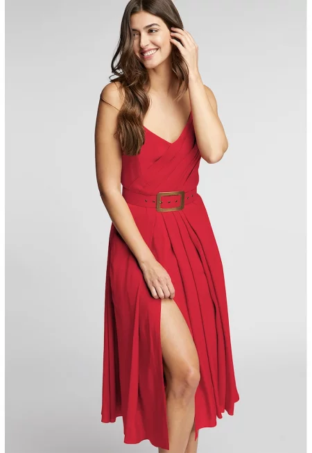 Рокля Ischia със сърцевидно деколте и тонален колан