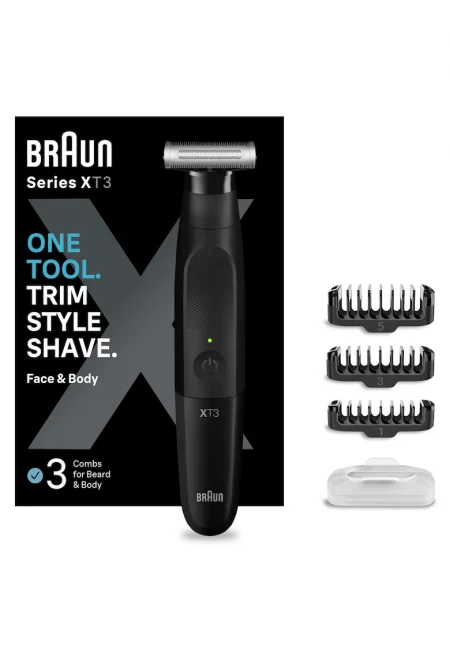Самобръсначка и тример за мъже  Series X XT3100 Wet&Dry - 4D ножче - 3 гребена - 1 капак - Калъф - Черен