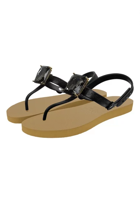 Сандали с разделител за палеца и декоративни камъни