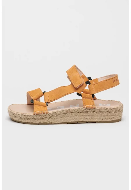 Сандали тип еспадрили със сплетена кожа - Оранжев