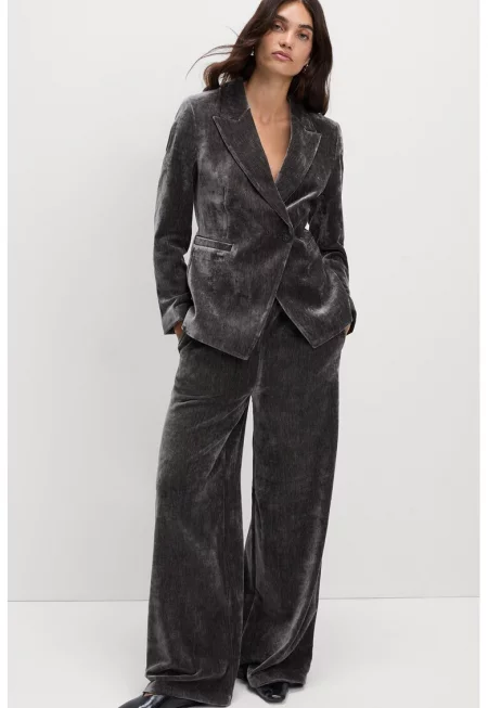 Широк кадифен панталон - Tъмносив