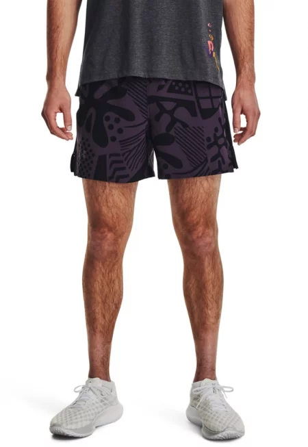 Шорти за бягане Run In Peace с вътрешна връзка - Черен/Виолетов