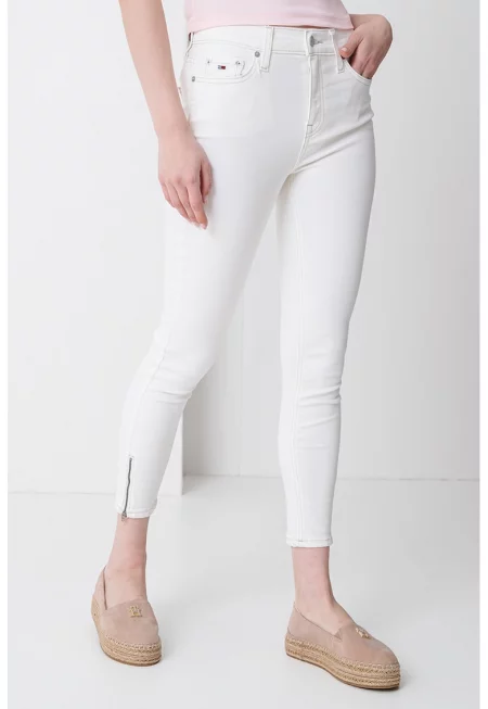 Скъсени скини дънки Nora - Мръснобял