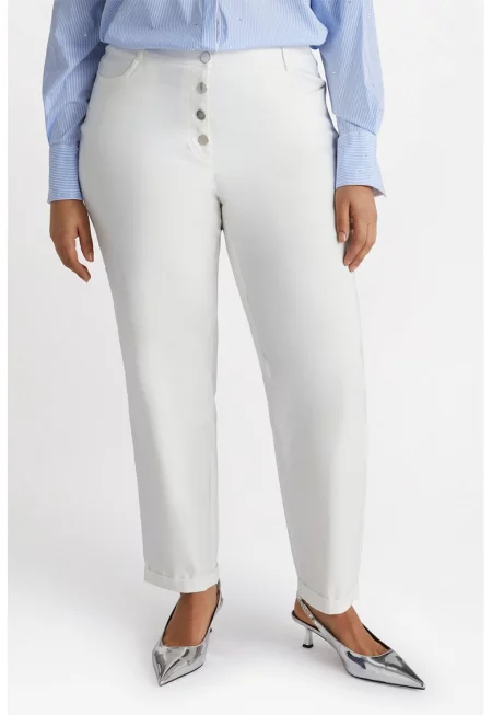 Скини панталон с копчета - Бял