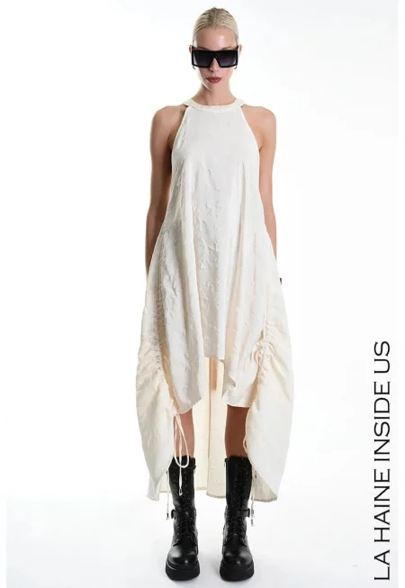 Sleeveless Asymmetrical Dress - Крем