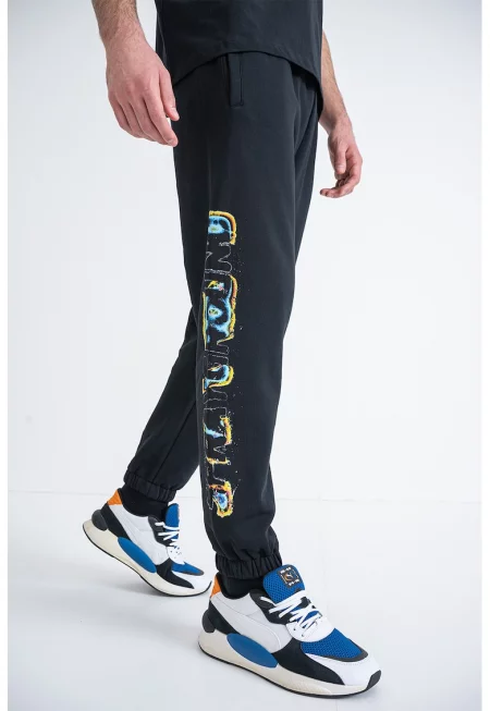 Спортен панталон с лого - Черен/Жълт/Син
