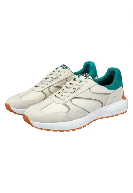 Спортни обувки Misto Helos с велур - Бял/Зелен