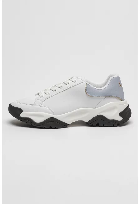 Спортни обувки от еко кожа с контрасти - Лавандула/Бял