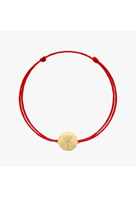 Сребърна гривна с шнур Златно рождено цвете - Февруарски ирис