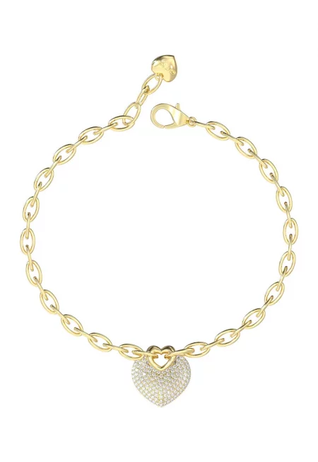 Стоманена гривна с висулка и кристали - Златист