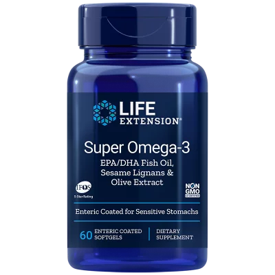 Super Omega-3 / Омега-3 от риба с добавени Лигнан от сусам и Маслина х 60 стомашно-устойчиви софтгел капсули