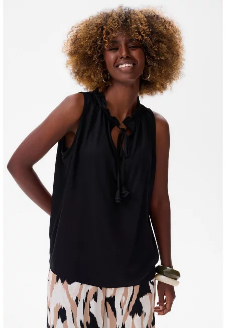 Свободна блуза с V-образно деколте в един цвят