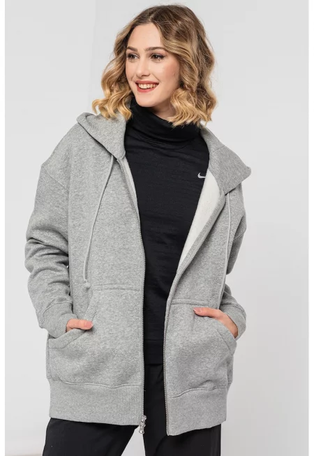 Свободно худи Phoenix с цип - Сив меланж