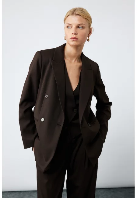 Свободно сако - Тъмнокафяв