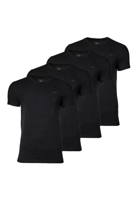 Тениска с овално деколте - 4 броя - Черен
