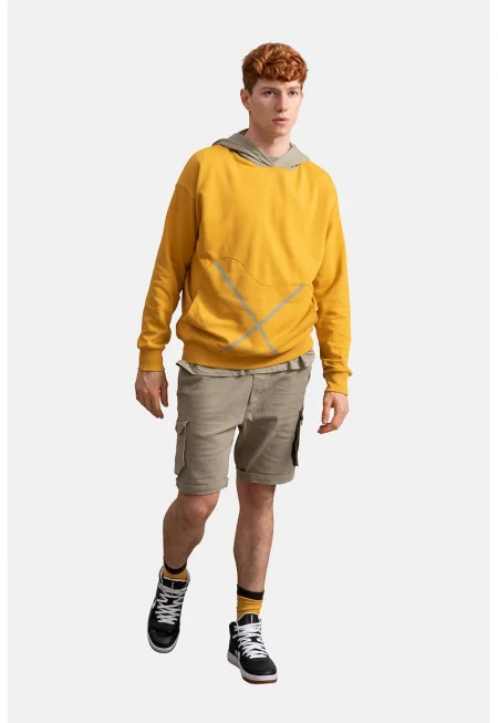 Унисекс худи с джоб кенгуру - Шафраново жълто