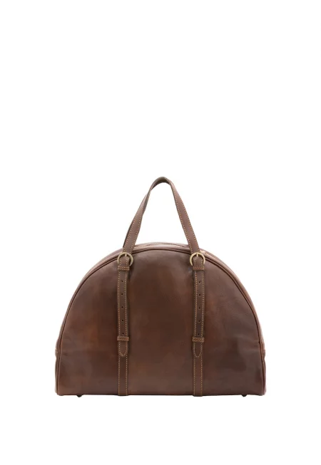 Унисекс пътна шопинг чанта от кожа - 35 л - Сиво-кафяв