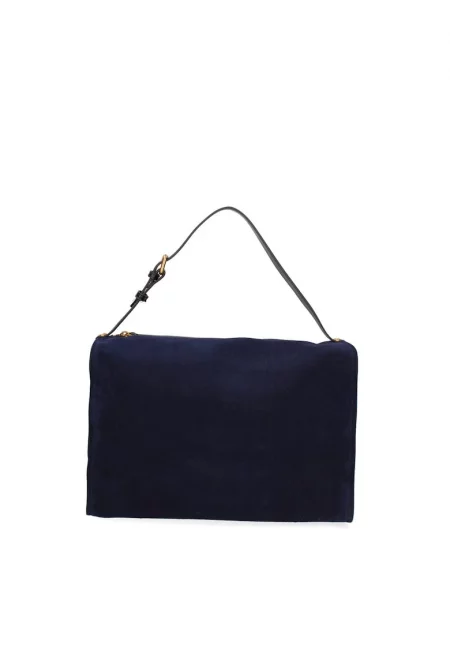 Велурена чанта за рамо Cielia - Тъмносин