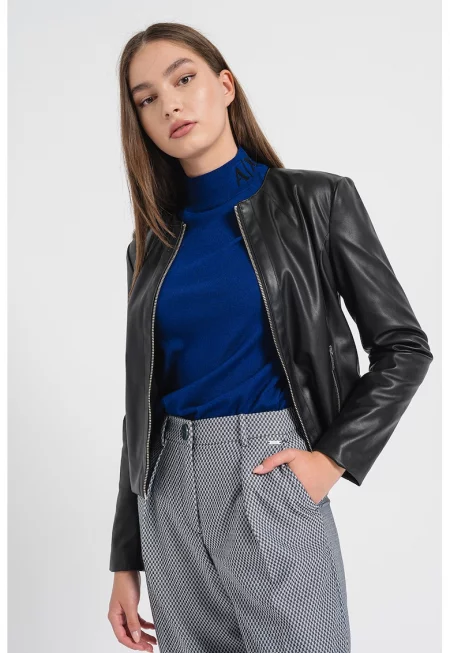 Яке от еко кожа - Черен