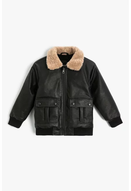 Яке от еко кожа с предни джобове