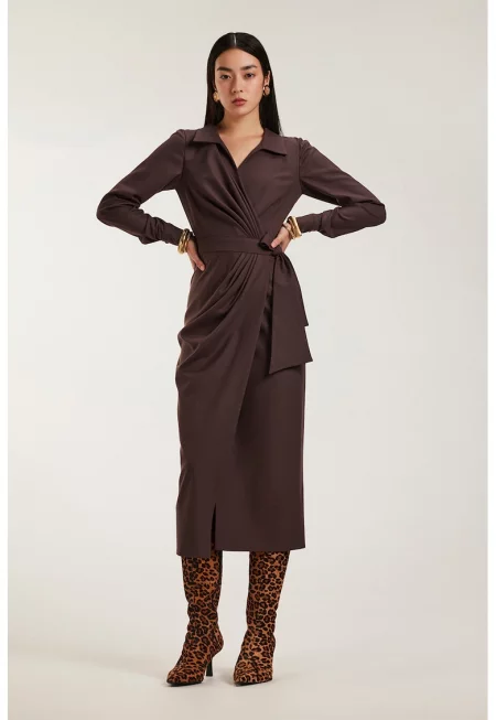 Застъпена рокля Margot - Тъмнокафяв