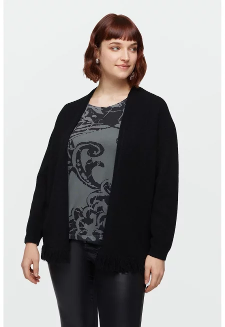 Жилетка с ресни - Черен