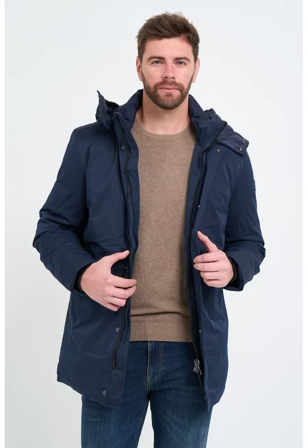 Зимно яке с качулка - Тъмносин